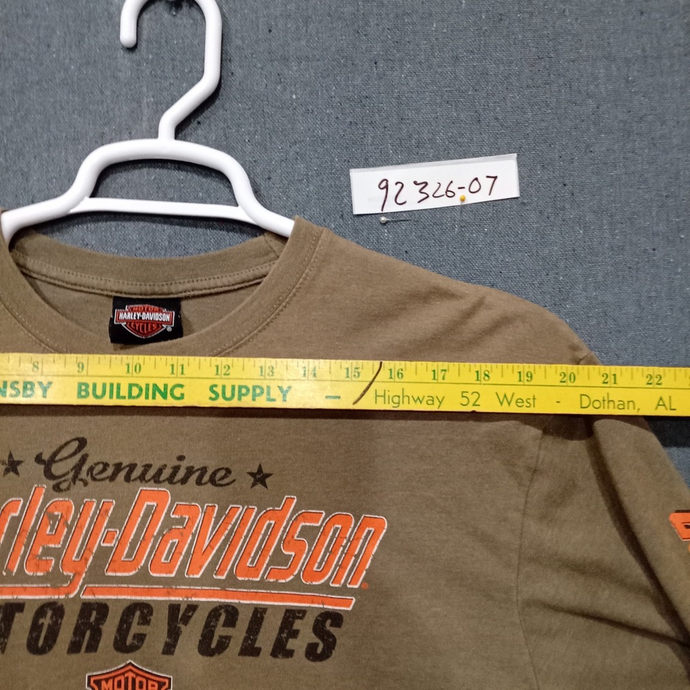Harley-Davidson Mens Long Sleeve Graphic T-Shirt Tan Dothan Alabama Eagle L - Picture 8 of 9